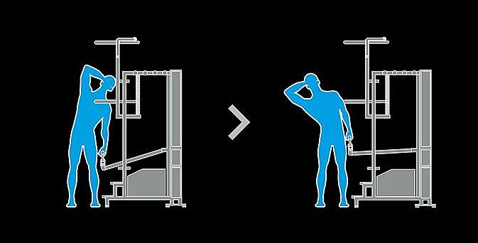 Trainingsübung J9 | Kieser Training Das Piktogramm zeigt die Übungsausführung J9: Seitbeuge.